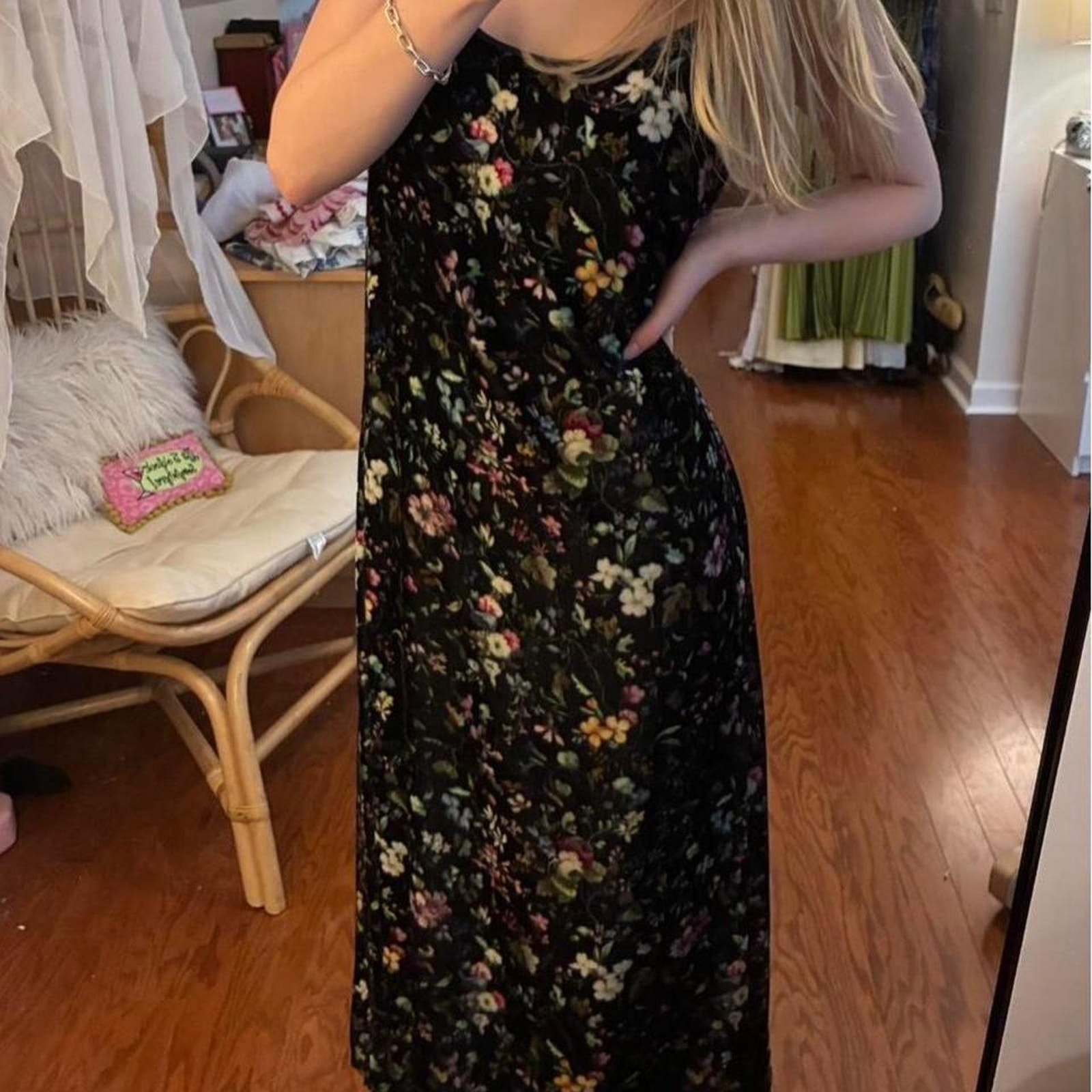 R13 Black Botanical Cami Slip